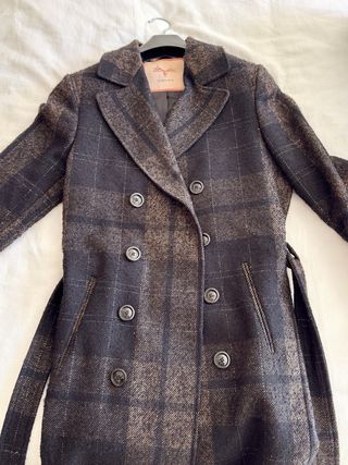 Abrigo Zara cuadros lana largo
