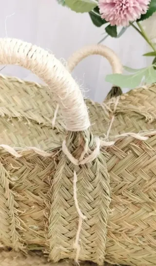 Leñero Esparto Natural Estilo Boho