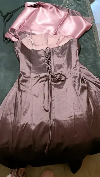 Vestido de fiesta rosa y morado