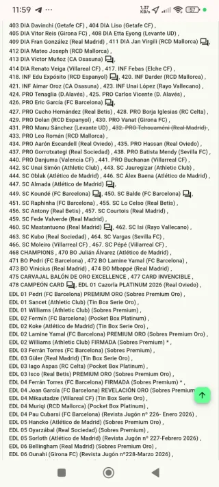 Cambio Adrenalyn XL 2026