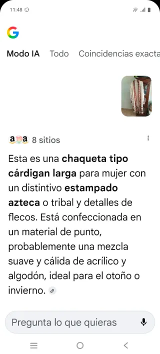 Cárdigan largo beige con estampado étnico