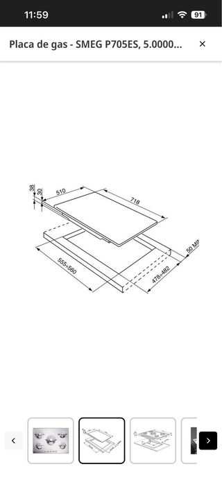 Placa de Gas Smeg P705ES
