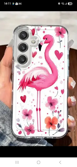 Funda móvil flamenco y flores