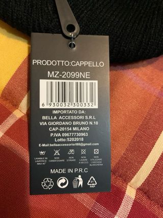 Berretto nero uomo taglia unica
