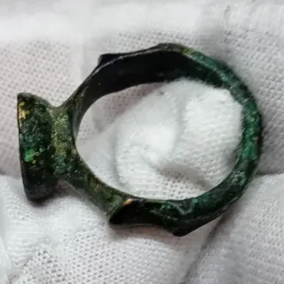 Anillo Medieval Bronce Sello Grabado