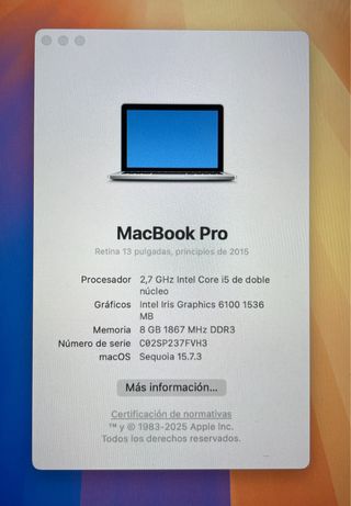 MacBook Pro Retina 13” 2015 i5 8GB 512GB IMPECABLE