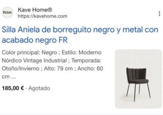 Conjunto 4 Sillas Comedor Kave Home Tela y Metal