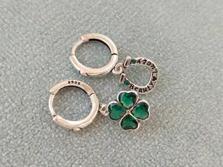 Pendientes aro trébol plata de ley