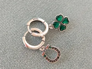 Pendientes aro trébol plata de ley