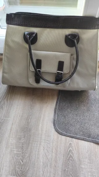 Bolso de viaje/maletín beige y marrón