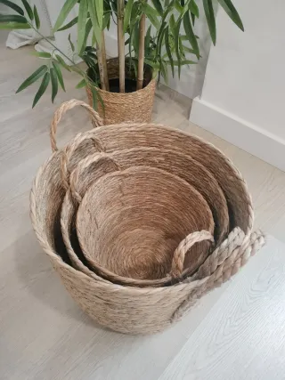 Conjunto Cestas Fibras Naturales Estilo Boho