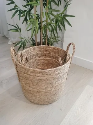 Conjunto Cestas Fibras Naturales Estilo Boho