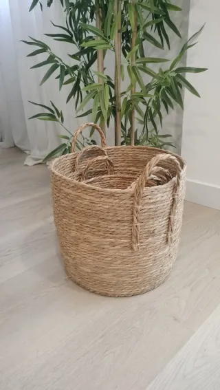 Conjunto Cestas Fibras Naturales Estilo Boho