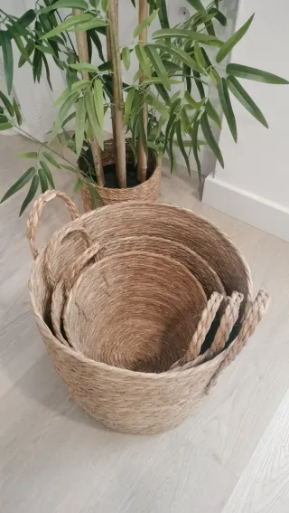 Conjunto Cestas Fibras Naturales Estilo Boho