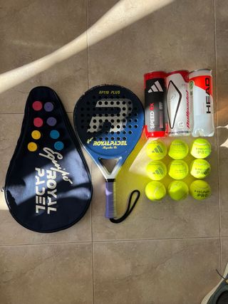 Pala Padel Royal + Funda + 9 Pelotas + 8 Grips