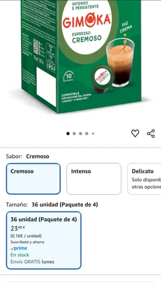 Gimoka Cápsulas Café Cremoso 144 uds