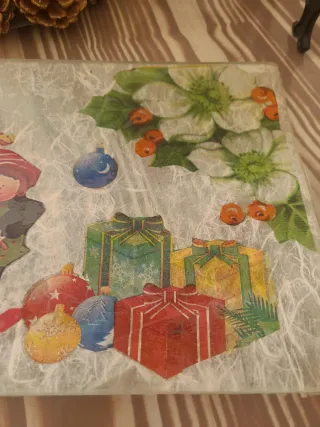 Bandeja cristal artesanal navideña