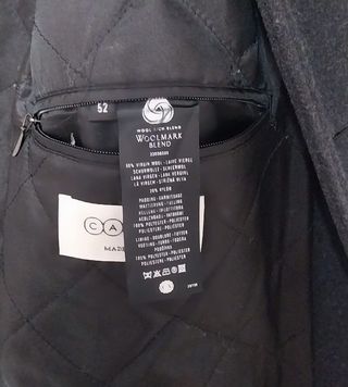 Abrigo Negro de Lana Canda, C&A, Talla 52