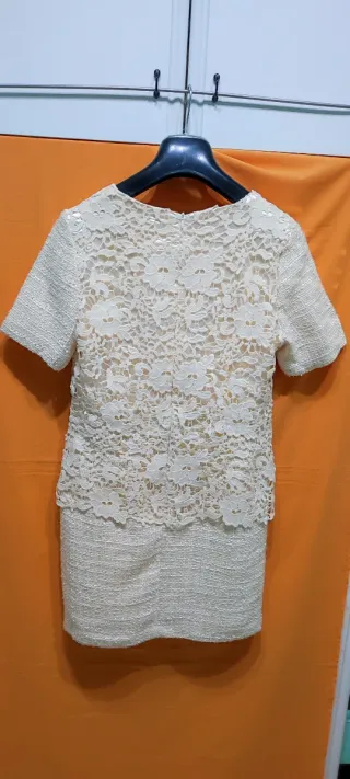 Abito donna tweed pizzo taglia L