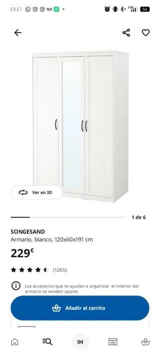 Armario Blanco IKEA 120x60x191 cm