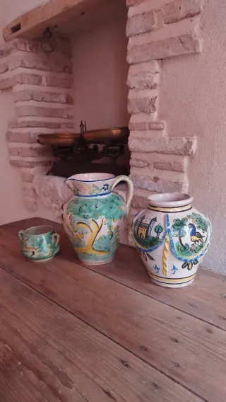 Juego de 3 jarrones de cerámica antiguos