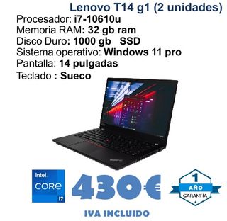 Lenovo T14 g1 i7 32GB RAM 1TB SSD