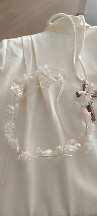 Vestido Túnica Niña Comunión Beige.