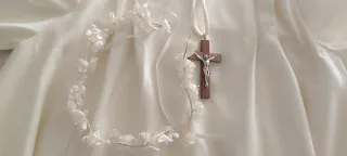 Vestido Túnica Niña Comunión Beige.