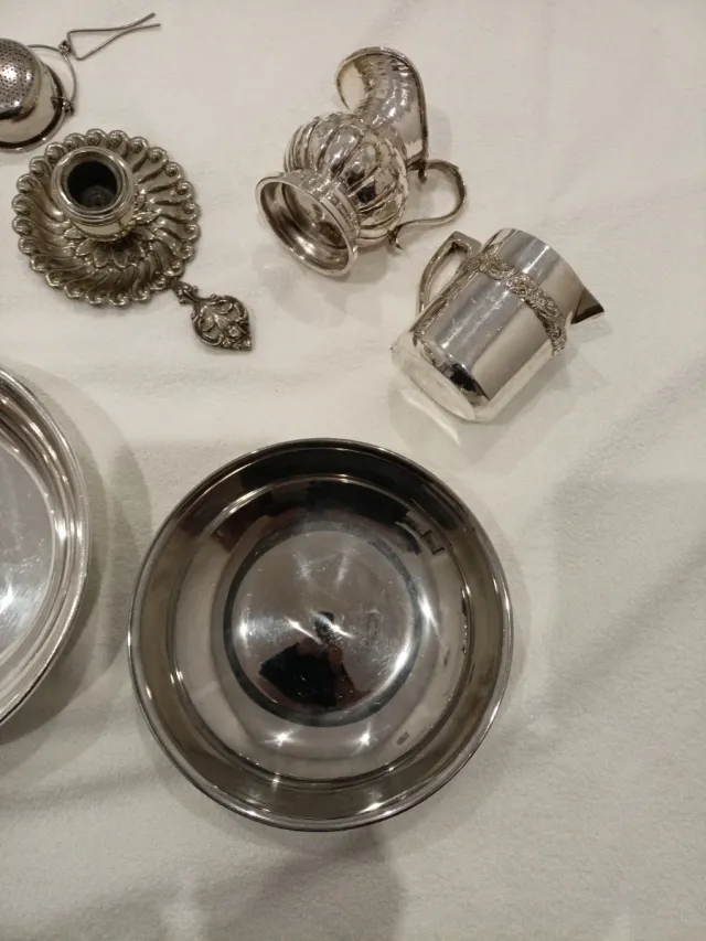 Set 9 pezzi in alpacar argentato anni '70