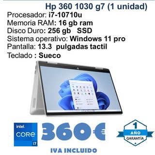 HP 360 1030 g7 Portátil 13.3 i7 16GB RAM SSD