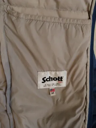 Chaqueta acolchada Schott azul y beige