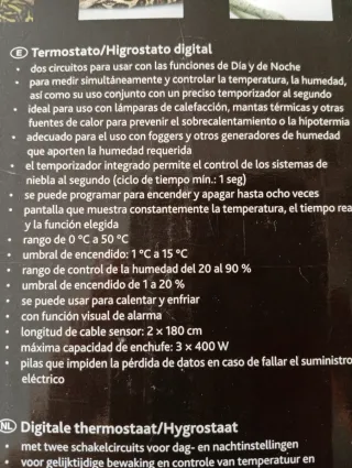 Termostato Higrostato Digital 2 Circuitos