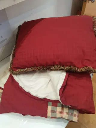 Colcha/Edredón Cuadros Rojo y Beige