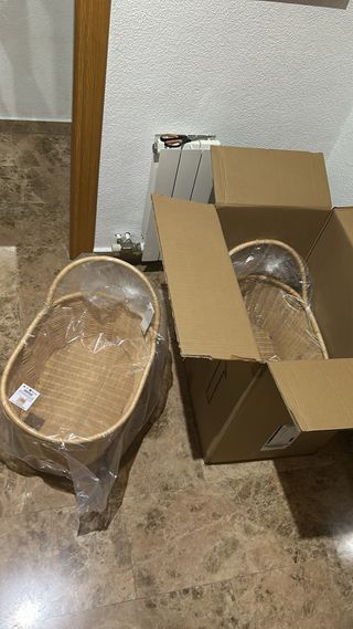 Carrito ratán bebé Zara Home para boda en Albacete