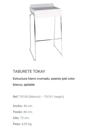 Mesa alta cristal y metal y dos taburetes piel