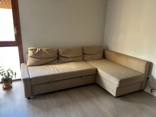 Divano letto a forma di L beige in tessuto Ikea