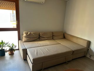 Divano letto a forma di L beige in tessuto Ikea