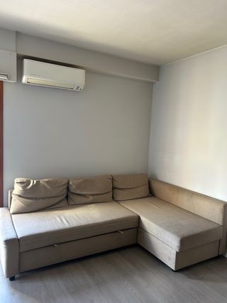 Divano letto a forma di L beige in tessuto Ikea