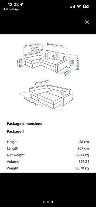 Divano letto a forma di L beige in tessuto Ikea