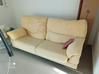 Sofá beige 3 plazas tela