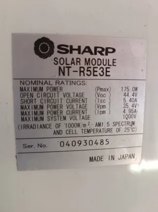 Placas solares 24V, Sharp nt-r5e3e