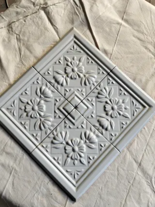 3 Paneles Cerámica Relieve Flores