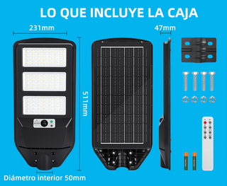 Farola Solar 150W con Mando y Sensor