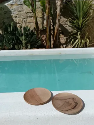 Juego 2 Platos Madera Natural