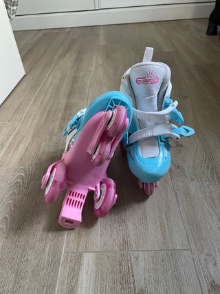 Patines infantiles ajustables rosa y azul