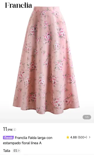 Falda larga rosa floral