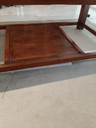 Mesa de centro madera y cristal provenzal