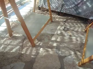 Mesa escritorio cristal y madera