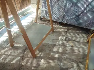 Mesa escritorio cristal y madera