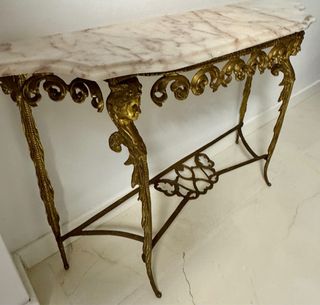 Mesa consola antigua bronce y mármol